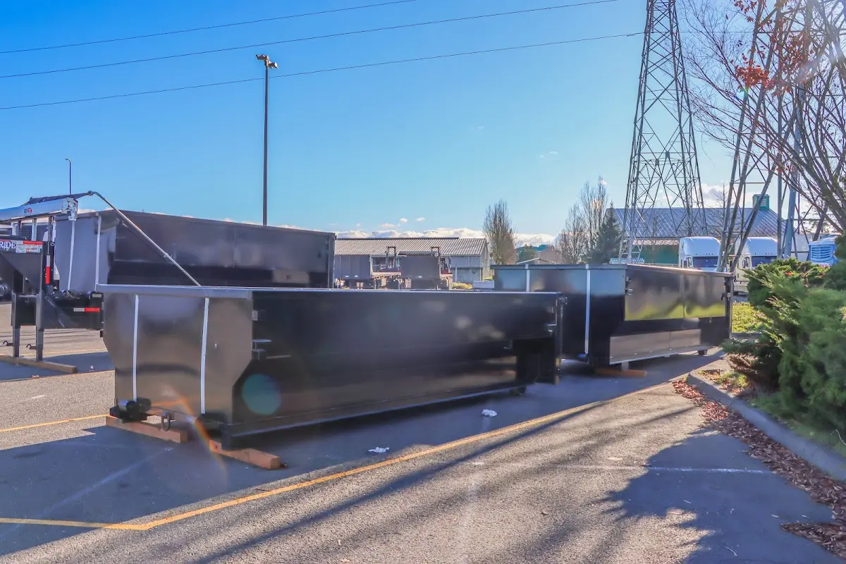 Roll-off dumpster ready for waste disposal at job site for 12 Yard Dumpster Rental in Hybla Valley